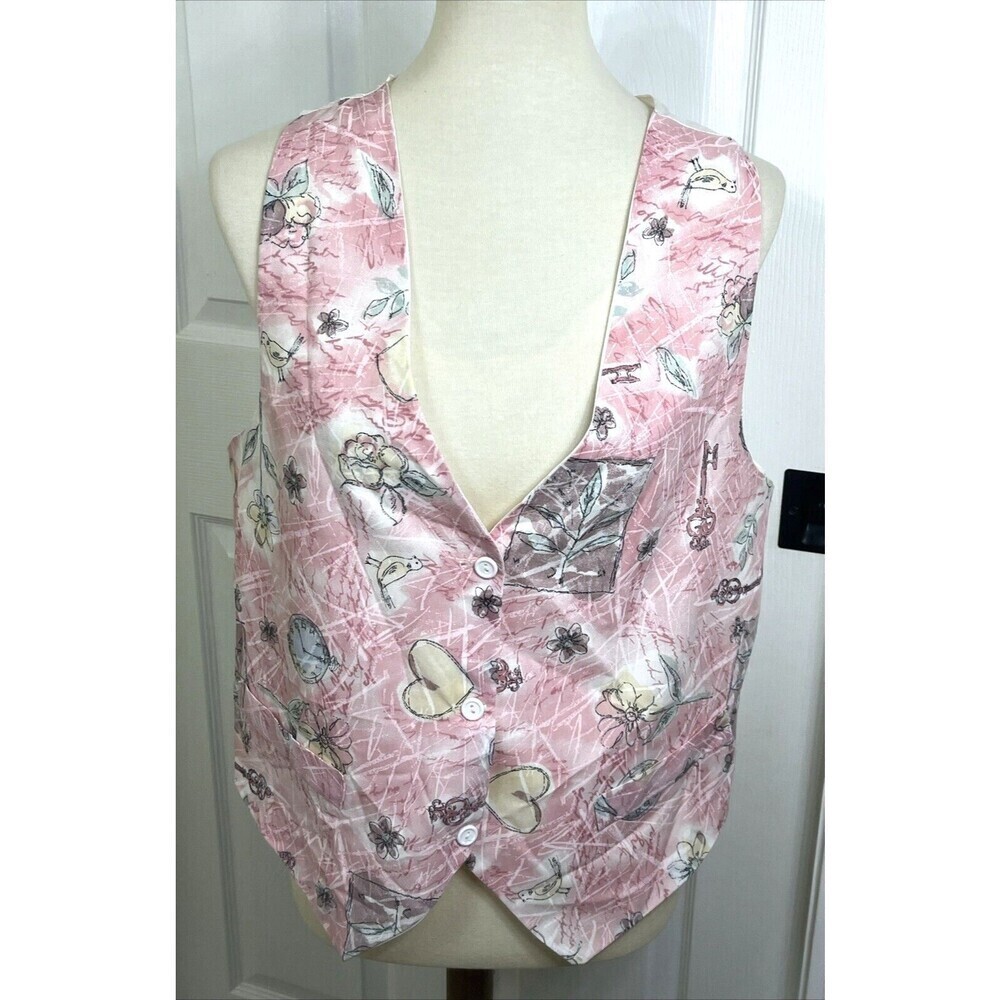 Vintage Sostanza Women's Vest  Pink White Size Medium / Large